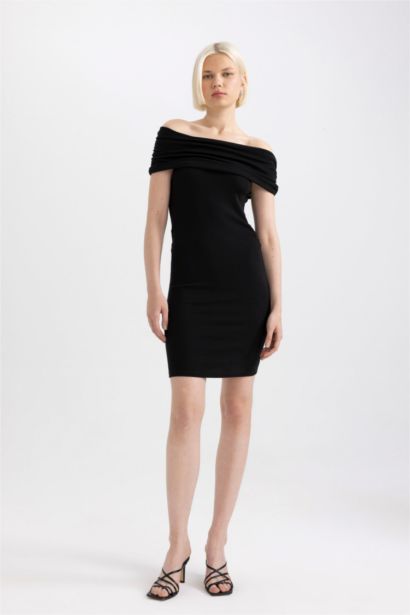 Bodycon Off-the-Shoulder Ribbed Camisole Mini Dress