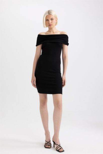 Bodycon Off-the-Shoulder Ribbed Camisole Mini Dress