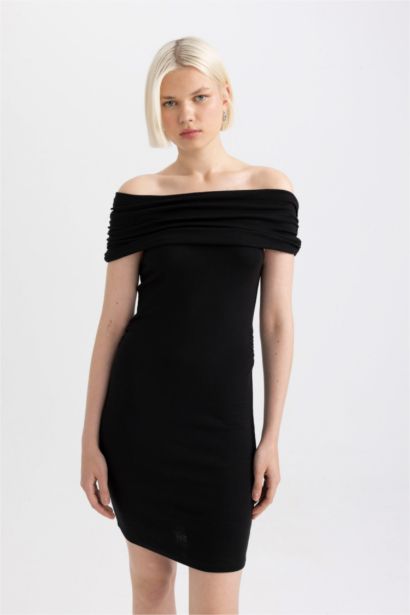 Bodycon Off-the-Shoulder Ribbed Camisole Mini Dress