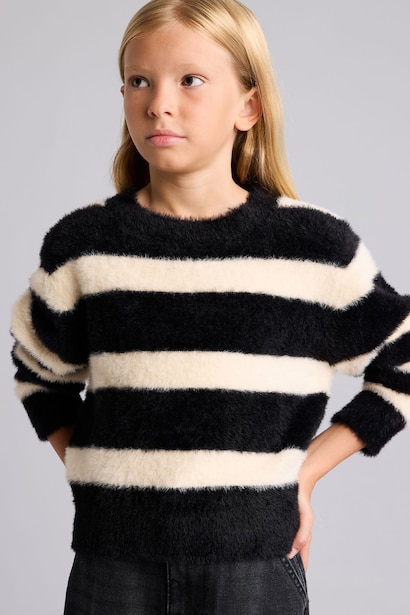 Girl Regular Fit Striped Crew Neck Pullover