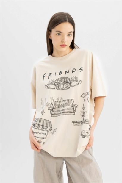 Friends Oversize Fit Crew Neck Printed T-Shirt