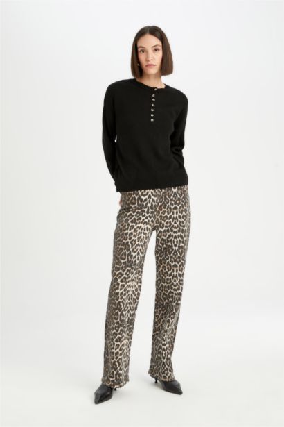 High Waist Straight Fit Trousers