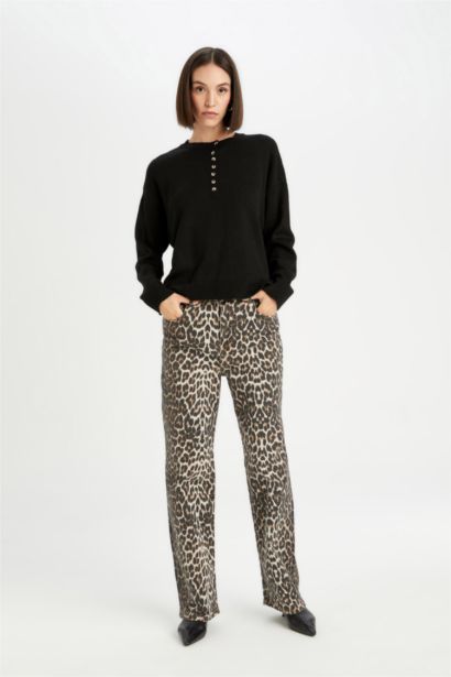 High Waist Straight Fit Trousers