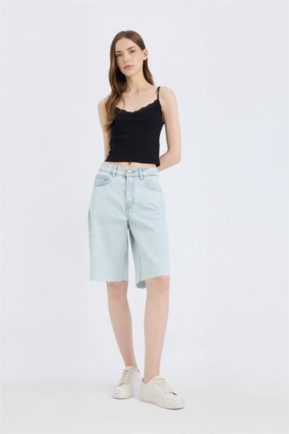 Fitted Slim Fit Ribbed Camisole Black Undershirt