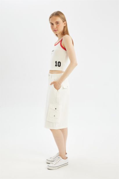 Gabardine High waist Bermuda