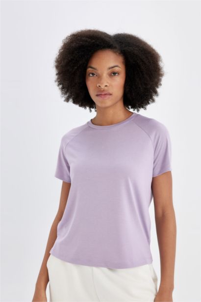 تيشيرت نص كم كروب توب نسيج مشروط برقبة مستديرة