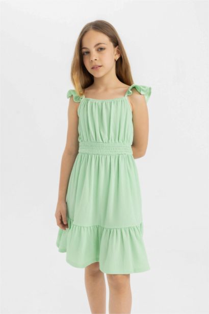 Girl Strappy Wrinkled Dress