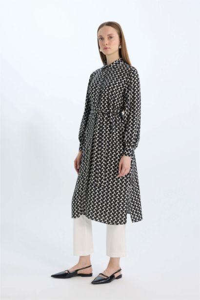 تونيك كم طويل مطبوع قصة عادية