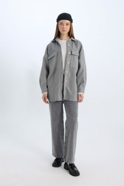 Relax Fit Cepli Düğmeli Gömlek Ceket 