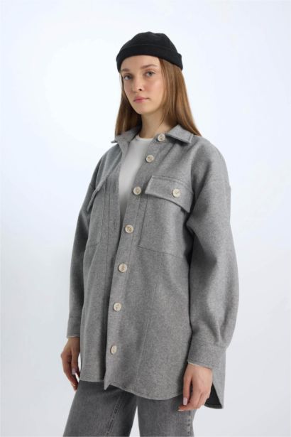 Relax Fit Cepli Düğmeli Gömlek Ceket 