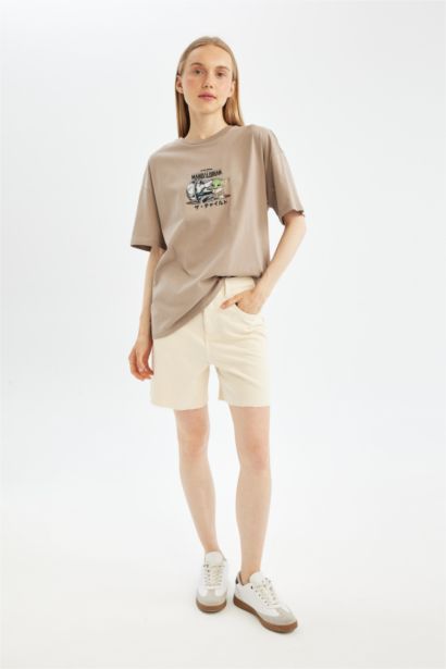 Star Wars-Mandalorian Oversize Fit Printed T-Shirt