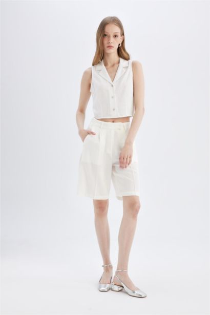 High Waist Cropped Satin Shorts