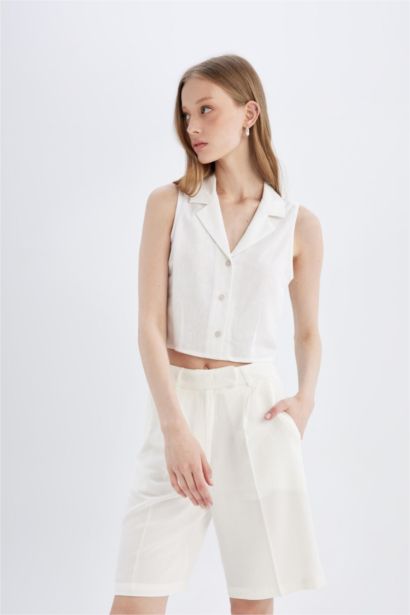 High Waist Cropped Satin Shorts