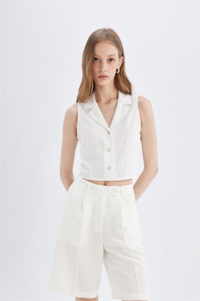 High Waist Cropped Satin Shorts