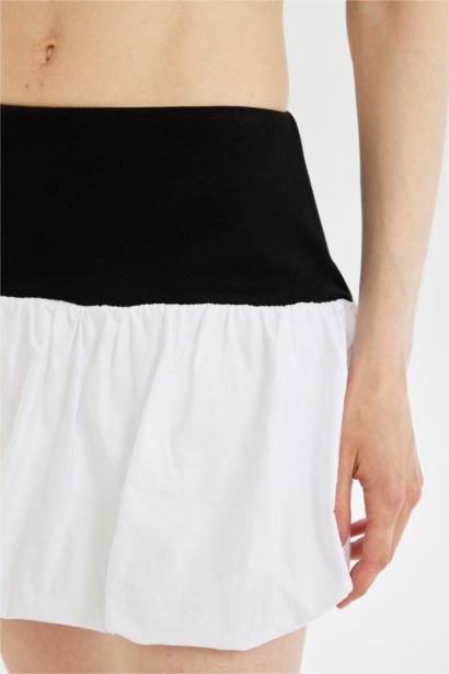 Balloon Fit High Waist Cotton Lined Mini Skirt