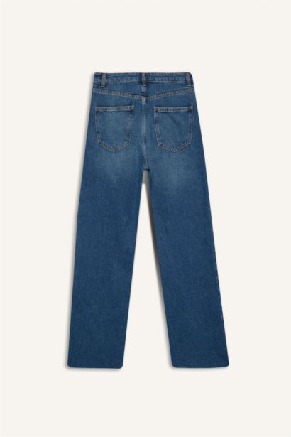 بنطلون جينز وايد ليج برجل واسع وخصر عالي