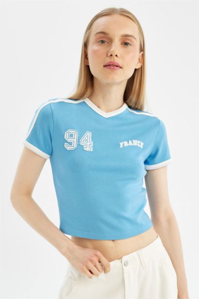 T-Shirt Slim à Manches Courtes en Modal