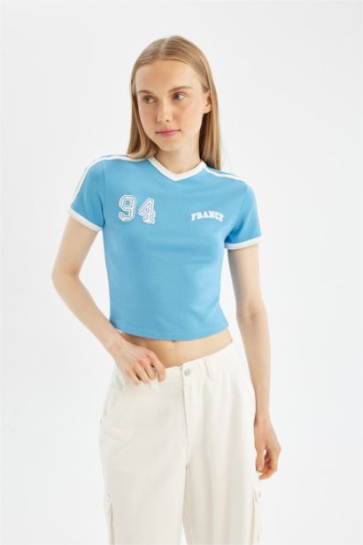 T-Shirt Slim à Manches Courtes en Modal