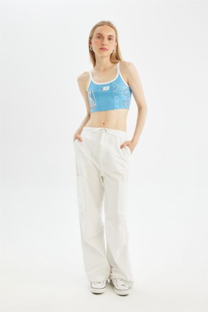 كروب توب سليم فيت بحمالات مطبوع