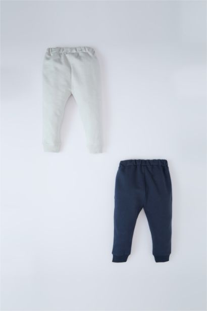 بنطلون بيبي اولادي خفيف قصة عادية رمادي فاتح  - قطعتين