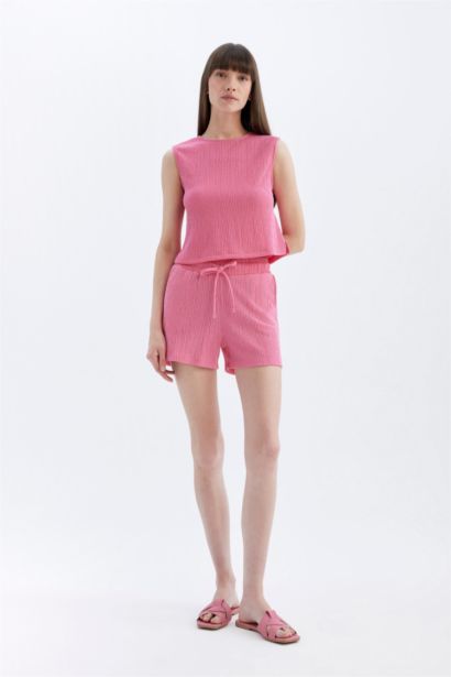 Regular Fit Crew Neck Wrap Blouse