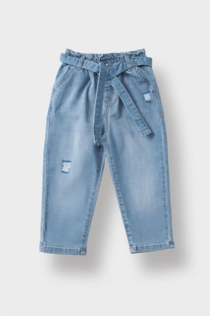 Baby Girl Paperbag Straight Leg Jeans