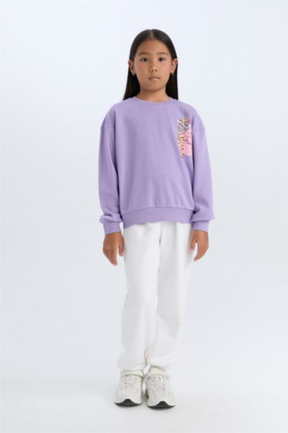 Girl Relax Fit Crew Neck Printed Sweatshirt