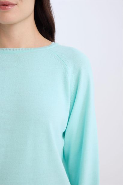 Regular Fit Crew Neck Glitter Detailed Knitted Tunic