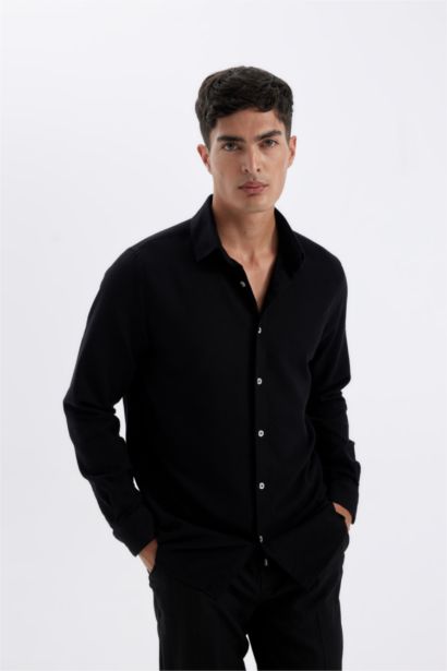 поло жаға мақта Ұзын жеңді көйлек