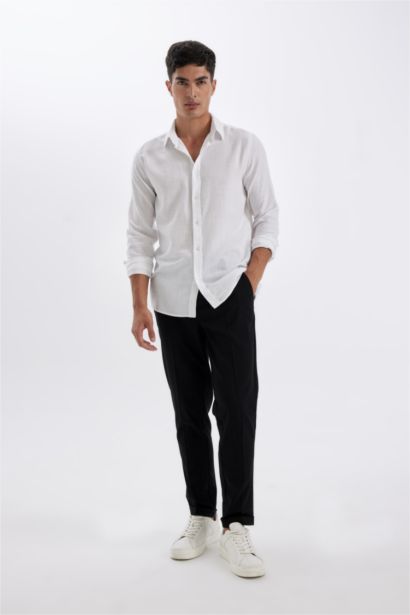 Modern Fit Polo Neck Cotton Shirt
