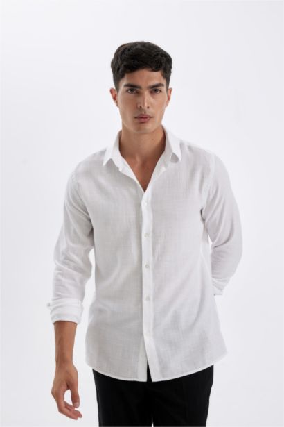 Modern Fit Polo Neck Cotton Shirt