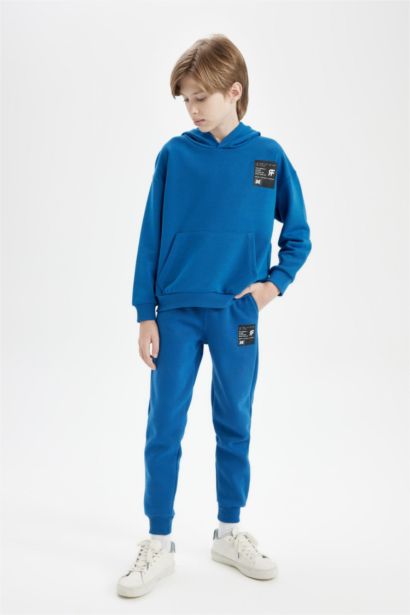 Boy Woven Labeled Elastic Waist Leg Jogger Sweatpants