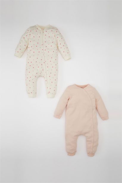 Baby Girl Heart Patterned 2 Pack Jumpsuit