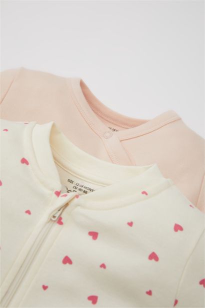 Baby Girl Heart Patterned 2 Pack Jumpsuit