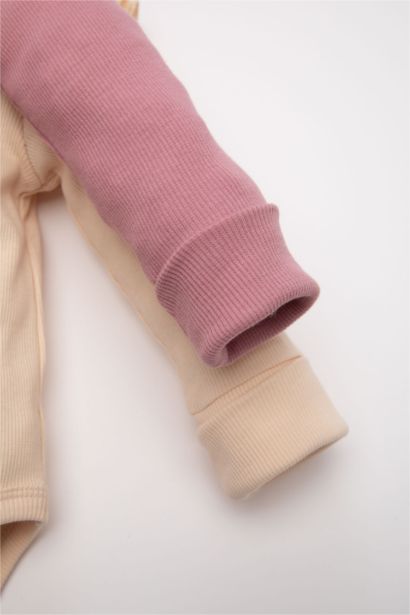 بودي سوت كم طويل مضلع برقبة مستديرة من قطعتين