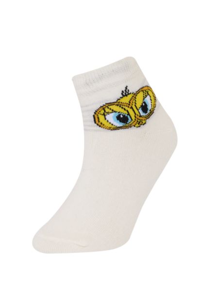 Looney Tunes 3'lü Pamuklu Patik Çorap Kız Çocuk