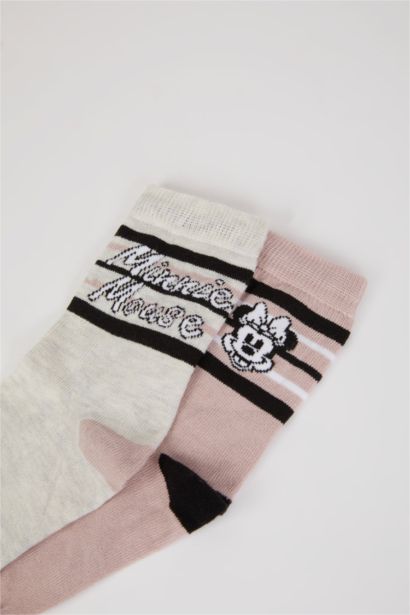 شرابات طويلة بناتي قطن من ميكي و ميني - قطعتين