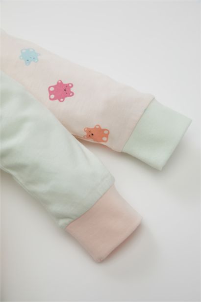 طقم بيجاما بيبي بناتي ممشط قصة عادية - 4 قطع