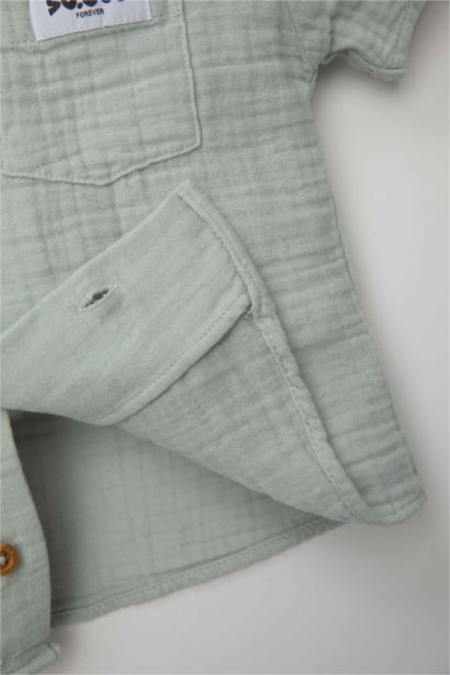 قميص نص كم بيبي اولادي موسلين قصة عادية بياقة عالية