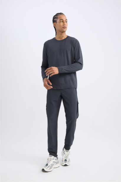 Sporcu Jogger Eşofman Altı Standart Fit Beli Bağcıklı Basic Düz Lastikli Paça Cepli