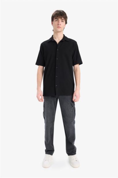 قميص نص كم قطن بقصة عادية