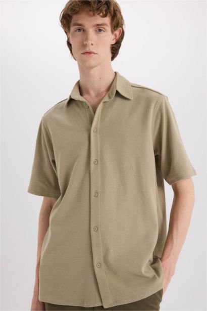 Chemise en coton à manches courtes Coupe régulière