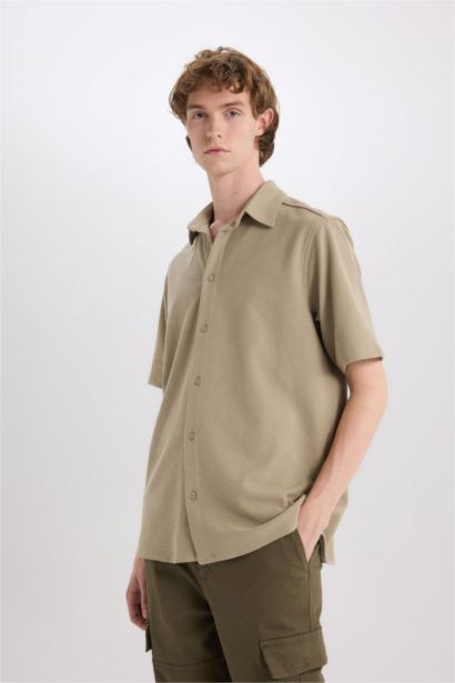 Chemise en coton à manches courtes Coupe régulière