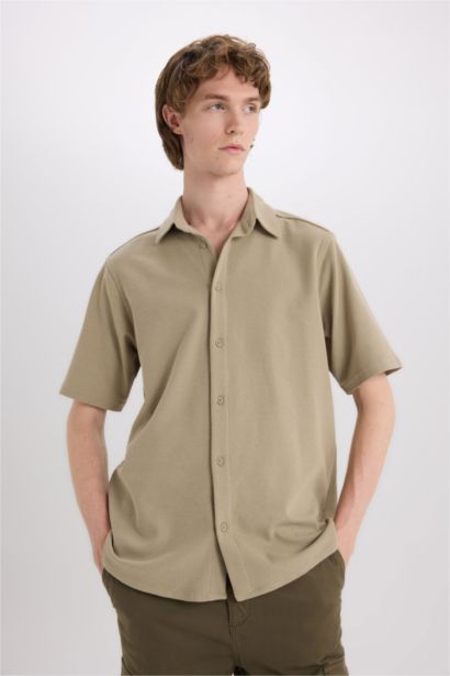 Chemise en coton à manches courtes Coupe régulière