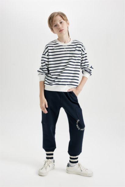 Boy Blue Regular Fit Elastic Waist Leg Printed Sweatpants