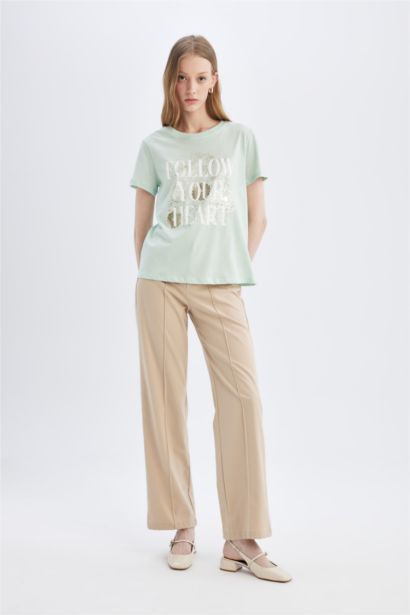 Regular Fit Crew Neck Printed Short Sleeve T-Shirt