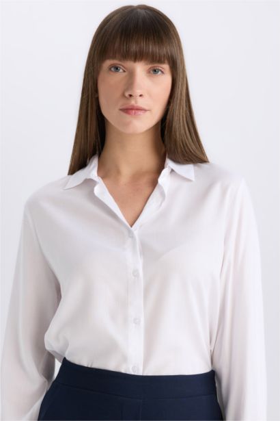 قميص كم طويل اوفر سايز بياقة قميص