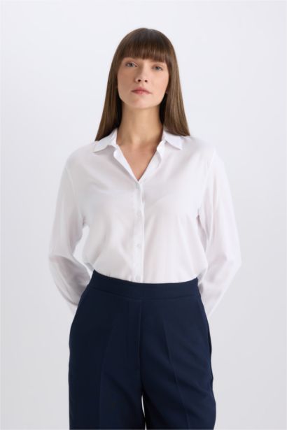 قميص كم طويل اوفر سايز بياقة قميص