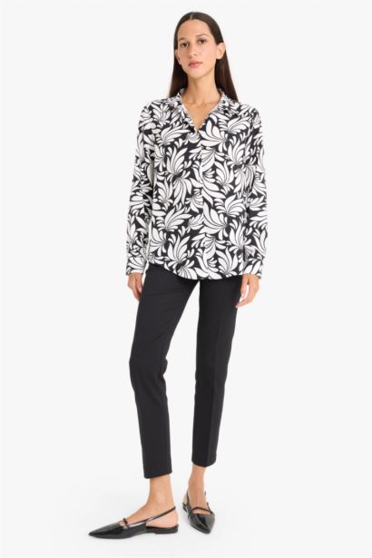 Regular Fit Shirt Collar Printed Long Sleeve Shirt