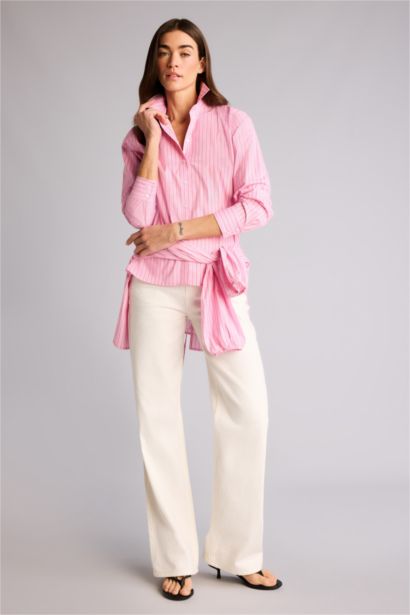 قميص كم طويل بوبلين اوفر سايز